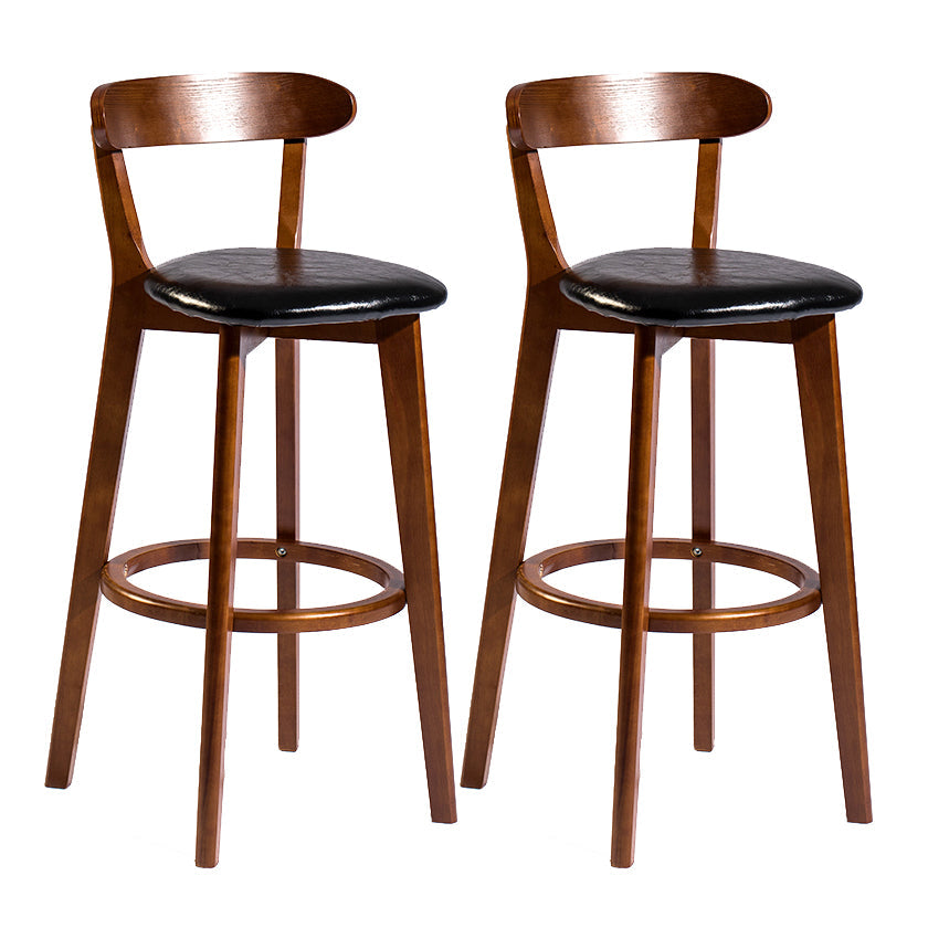 Modern Armless Backrest Counter Stool Wood Bar Stool with Cushion and Pedal Black Brown 2 Piece Set Clearhalo 'Bar Furniture' 'Bar Stools' 'bar_stools' 'furn' 'furn_bar_stools' 'furniture_bar_stools' 'Kitchen & Dining Furniture' 'kitchen&dining_furn' 'kitchen' 'kitchen_furn' Furniture' 4639551