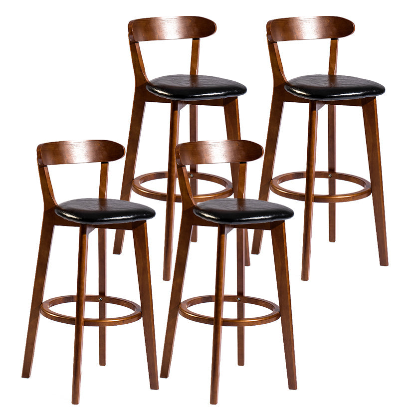 Modern Armless Backrest Counter Stool Wood Bar Stool with Cushion and Pedal Black Brown 4 Piece Set Clearhalo 'Bar Furniture' 'Bar Stools' 'bar_stools' 'furn' 'furn_bar_stools' 'furniture_bar_stools' 'Kitchen & Dining Furniture' 'kitchen&dining_furn' 'kitchen' 'kitchen_furn' Furniture' 4639553