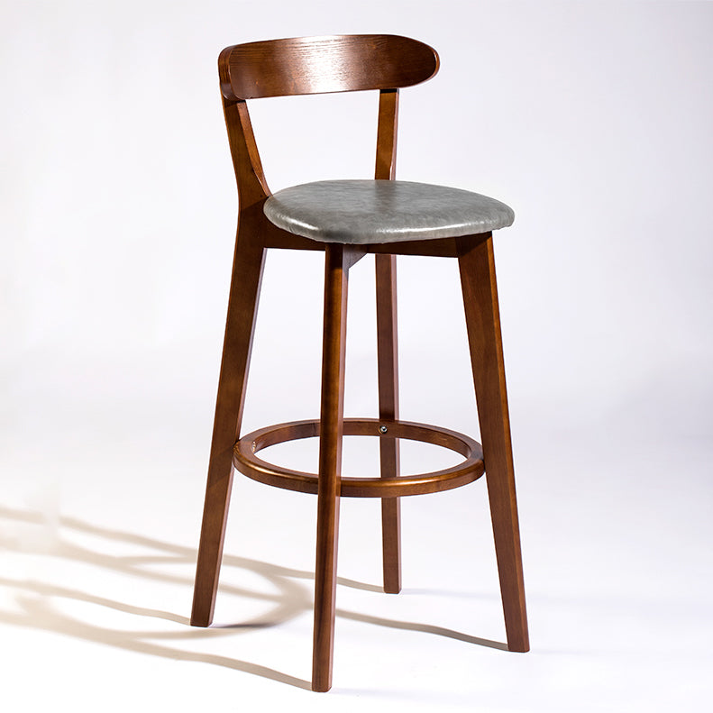 Modern Armless Backrest Counter Stool Wood Bar Stool with Cushion and Pedal Grey Brown 1 Piece Clearhalo 'Bar Furniture' 'Bar Stools' 'bar_stools' 'furn' 'furn_bar_stools' 'furniture_bar_stools' 'Kitchen & Dining Furniture' 'kitchen&dining_furn' 'kitchen' 'kitchen_furn' Furniture' 4639555