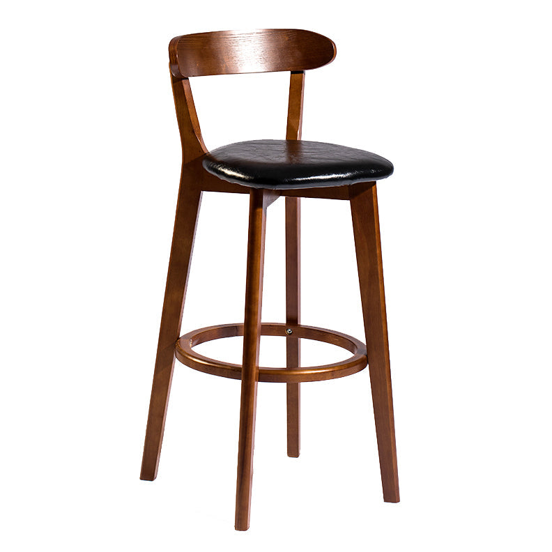 Modern Armless Backrest Counter Stool Wood Bar Stool with Cushion and Pedal Clearhalo 'Bar Furniture' 'Bar Stools' 'bar_stools' 'furn' 'furn_bar_stools' 'furniture_bar_stools' 'Kitchen & Dining Furniture' 'kitchen&dining_furn' 'kitchen' 'kitchen_furn' Furniture' 4639556