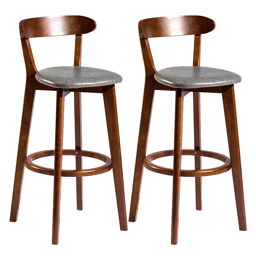 Modern Armless Backrest Counter Stool Wood Bar Stool with Cushion and Pedal Grey Brown 2 Piece Set Clearhalo 'Bar Furniture' 'Bar Stools' 'bar_stools' 'furn' 'furn_bar_stools' 'furniture_bar_stools' 'Kitchen & Dining Furniture' 'kitchen&dining_furn' 'kitchen' 'kitchen_furn' Furniture' 4639557