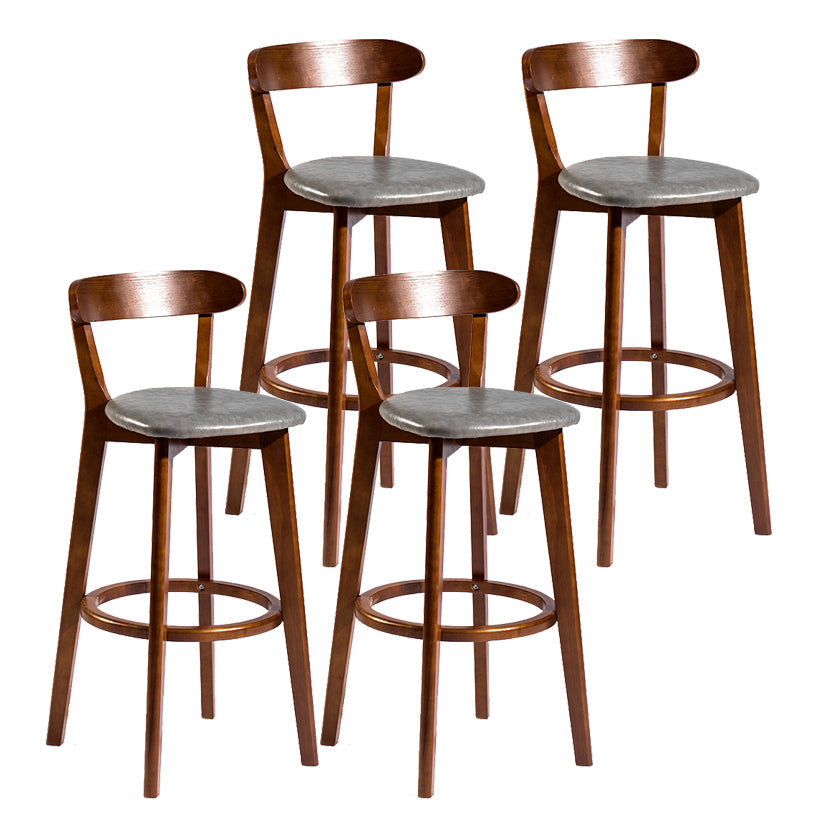 Modern Armless Backrest Counter Stool Wood Bar Stool with Cushion and Pedal Grey Brown 4 Piece Set Clearhalo 'Bar Furniture' 'Bar Stools' 'bar_stools' 'furn' 'furn_bar_stools' 'furniture_bar_stools' 'Kitchen & Dining Furniture' 'kitchen&dining_furn' 'kitchen' 'kitchen_furn' Furniture' 4639559