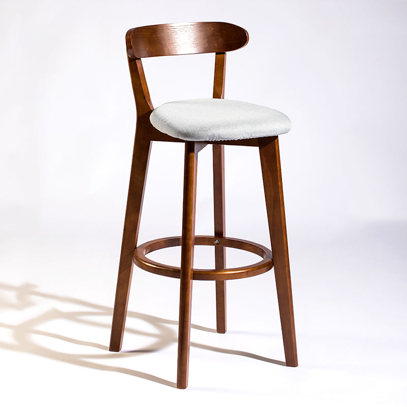 Modern Armless Backrest Counter Stool Wood Bar Stool with Cushion and Pedal Light Gray Brown 1 Piece Clearhalo 'Bar Furniture' 'Bar Stools' 'bar_stools' 'furn' 'furn_bar_stools' 'furniture_bar_stools' 'Kitchen & Dining Furniture' 'kitchen&dining_furn' 'kitchen' 'kitchen_furn' Furniture' 4639561