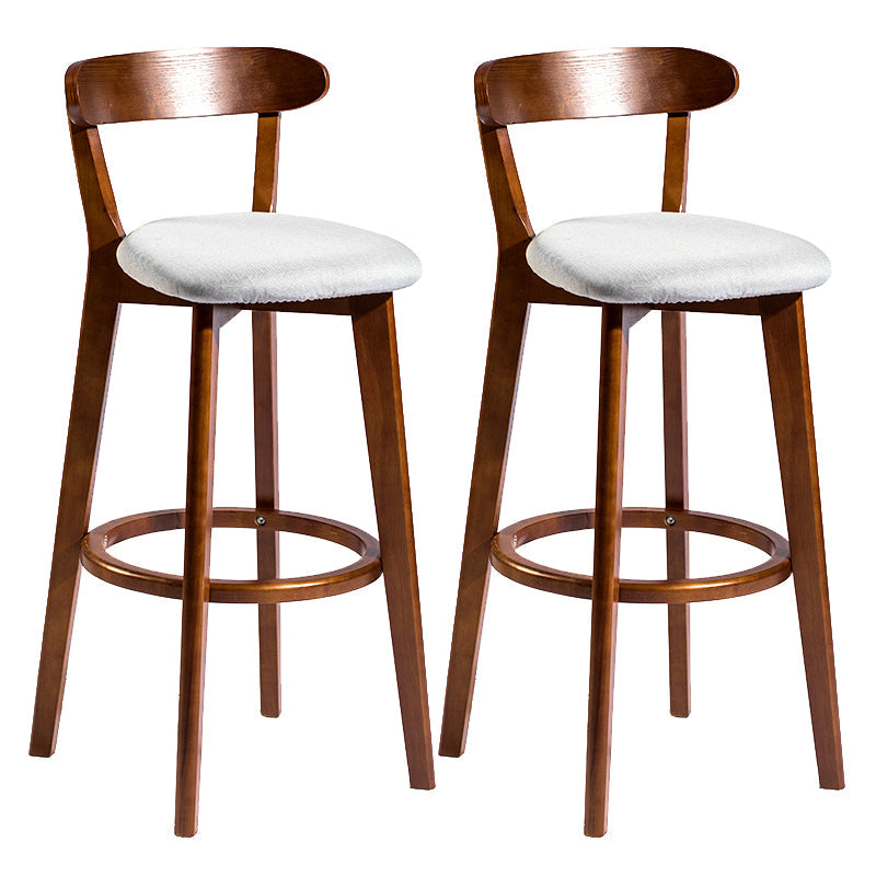 Modern Armless Backrest Counter Stool Wood Bar Stool with Cushion and Pedal Light Gray Brown 2 Piece Set Clearhalo 'Bar Furniture' 'Bar Stools' 'bar_stools' 'furn' 'furn_bar_stools' 'furniture_bar_stools' 'Kitchen & Dining Furniture' 'kitchen&dining_furn' 'kitchen' 'kitchen_furn' Furniture' 4639562