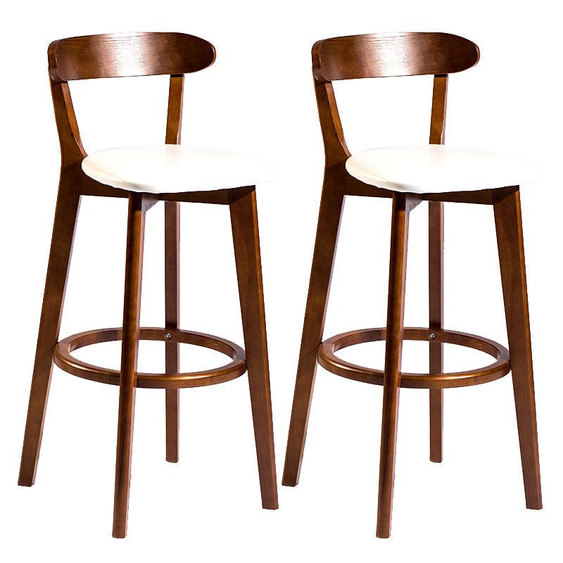 Modern Armless Backrest Counter Stool Wood Bar Stool with Cushion and Pedal White Brown 2 Piece Set Clearhalo 'Bar Furniture' 'Bar Stools' 'bar_stools' 'furn' 'furn_bar_stools' 'furniture_bar_stools' 'Kitchen & Dining Furniture' 'kitchen&dining_furn' 'kitchen' 'kitchen_furn' Furniture' 4639565