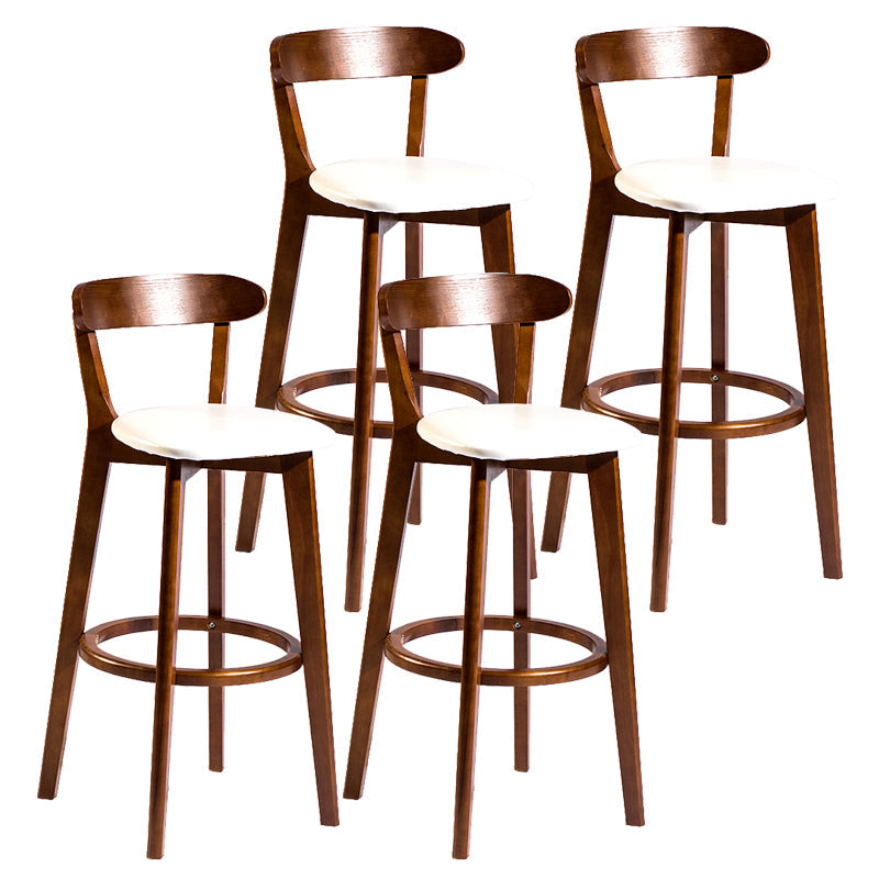 Modern Armless Backrest Counter Stool Wood Bar Stool with Cushion and Pedal White Brown 4 Piece Set Clearhalo 'Bar Furniture' 'Bar Stools' 'bar_stools' 'furn' 'furn_bar_stools' 'furniture_bar_stools' 'Kitchen & Dining Furniture' 'kitchen&dining_furn' 'kitchen' 'kitchen_furn' Furniture' 4639566
