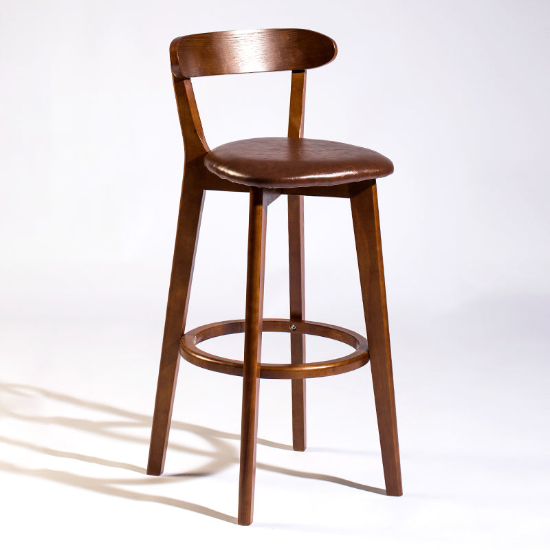 Modern Armless Backrest Counter Stool Wood Bar Stool with Cushion and Pedal Brown Brown 1 Piece Clearhalo 'Bar Furniture' 'Bar Stools' 'bar_stools' 'furn' 'furn_bar_stools' 'furniture_bar_stools' 'Kitchen & Dining Furniture' 'kitchen&dining_furn' 'kitchen' 'kitchen_furn' Furniture' 4639567