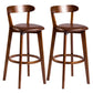 Modern Armless Backrest Counter Stool Wood Bar Stool with Cushion and Pedal Brown Brown 2 Piece Set Clearhalo 'Bar Furniture' 'Bar Stools' 'bar_stools' 'furn' 'furn_bar_stools' 'furniture_bar_stools' 'Kitchen & Dining Furniture' 'kitchen&dining_furn' 'kitchen' 'kitchen_furn' Furniture' 4639568