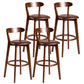 Modern Armless Backrest Counter Stool Wood Bar Stool with Cushion and Pedal Brown Brown 4 Piece Set Clearhalo 'Bar Furniture' 'Bar Stools' 'bar_stools' 'furn' 'furn_bar_stools' 'furniture_bar_stools' 'Kitchen & Dining Furniture' 'kitchen&dining_furn' 'kitchen' 'kitchen_furn' Furniture' 4639569
