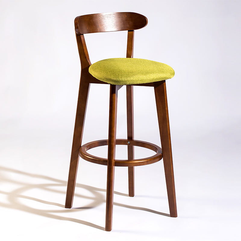 Modern Armless Backrest Counter Stool Wood Bar Stool with Cushion and Pedal Green Brown 1 Piece Clearhalo 'Bar Furniture' 'Bar Stools' 'bar_stools' 'furn' 'furn_bar_stools' 'furniture_bar_stools' 'Kitchen & Dining Furniture' 'kitchen&dining_furn' 'kitchen' 'kitchen_furn' Furniture' 4639570