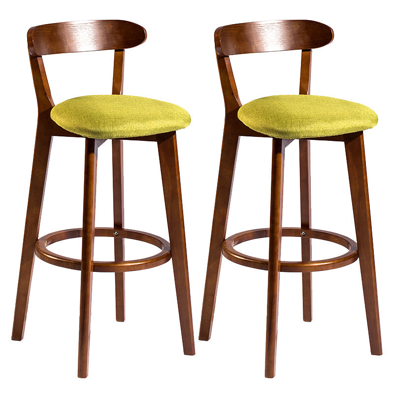 Modern Armless Backrest Counter Stool Wood Bar Stool with Cushion and Pedal Green Brown 2 Piece Set Clearhalo 'Bar Furniture' 'Bar Stools' 'bar_stools' 'furn' 'furn_bar_stools' 'furniture_bar_stools' 'Kitchen & Dining Furniture' 'kitchen&dining_furn' 'kitchen' 'kitchen_furn' Furniture' 4639571
