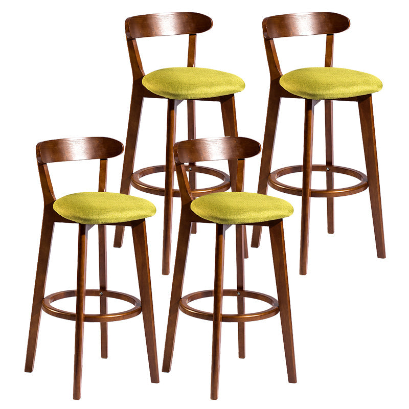 Modern Armless Backrest Counter Stool Wood Bar Stool with Cushion and Pedal Green Brown 4 Piece Set Clearhalo 'Bar Furniture' 'Bar Stools' 'bar_stools' 'furn' 'furn_bar_stools' 'furniture_bar_stools' 'Kitchen & Dining Furniture' 'kitchen&dining_furn' 'kitchen' 'kitchen_furn' Furniture' 4639572