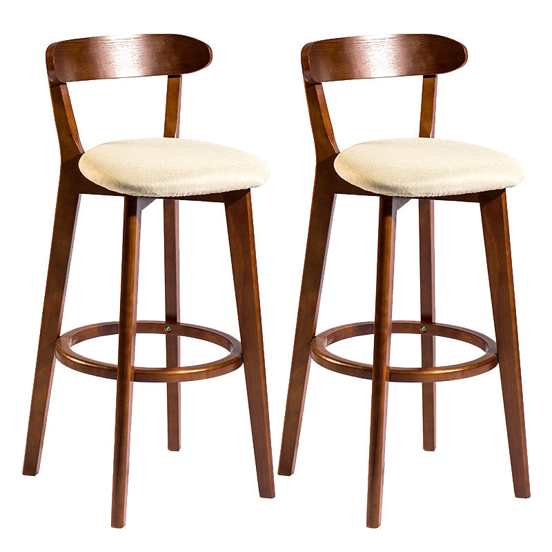 Modern Armless Backrest Counter Stool Wood Bar Stool with Cushion and Pedal Khaki Brown 2 Piece Set Clearhalo 'Bar Furniture' 'Bar Stools' 'bar_stools' 'furn' 'furn_bar_stools' 'furniture_bar_stools' 'Kitchen & Dining Furniture' 'kitchen&dining_furn' 'kitchen' 'kitchen_furn' Furniture' 4639574