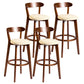 Modern Armless Backrest Counter Stool Wood Bar Stool with Cushion and Pedal Khaki Brown 4 Piece Set Clearhalo 'Bar Furniture' 'Bar Stools' 'bar_stools' 'furn' 'furn_bar_stools' 'furniture_bar_stools' 'Kitchen & Dining Furniture' 'kitchen&dining_furn' 'kitchen' 'kitchen_furn' Furniture' 4639575