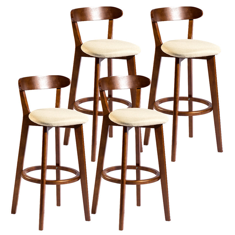 Modern Armless Backrest Counter Stool Wood Bar Stool with Cushion and Pedal Khaki Brown 4 Piece Set Clearhalo 'Bar Furniture' 'Bar Stools' 'bar_stools' 'furn' 'furn_bar_stools' 'furniture_bar_stools' 'Kitchen & Dining Furniture' 'kitchen&dining_furn' 'kitchen' 'kitchen_furn' Furniture' 4639575