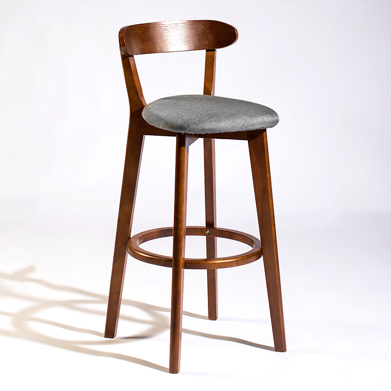 Modern Armless Backrest Counter Stool Wood Bar Stool with Cushion and Pedal Smoke Gray Brown 1 Piece Clearhalo 'Bar Furniture' 'Bar Stools' 'bar_stools' 'furn' 'furn_bar_stools' 'furniture_bar_stools' 'Kitchen & Dining Furniture' 'kitchen&dining_furn' 'kitchen' 'kitchen_furn' Furniture' 4639576