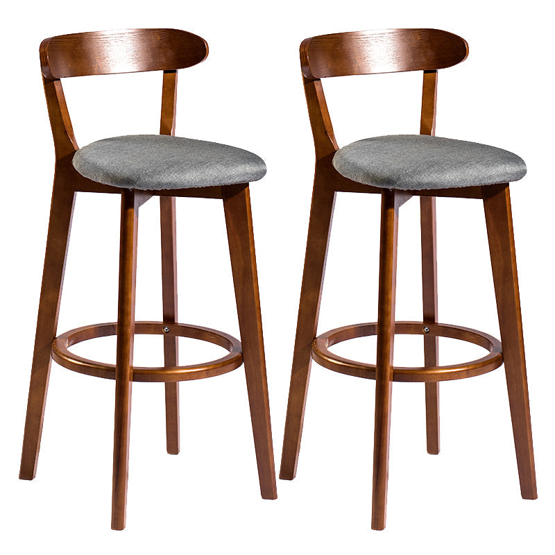 Modern Armless Backrest Counter Stool Wood Bar Stool with Cushion and Pedal Smoke Gray Brown 2 Piece Set Clearhalo 'Bar Furniture' 'Bar Stools' 'bar_stools' 'furn' 'furn_bar_stools' 'furniture_bar_stools' 'Kitchen & Dining Furniture' 'kitchen&dining_furn' 'kitchen' 'kitchen_furn' Furniture' 4639577