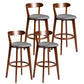 Modern Armless Backrest Counter Stool Wood Bar Stool with Cushion and Pedal Smoke Gray Brown 4 Piece Set Clearhalo 'Bar Furniture' 'Bar Stools' 'bar_stools' 'furn' 'furn_bar_stools' 'furniture_bar_stools' 'Kitchen & Dining Furniture' 'kitchen&dining_furn' 'kitchen' 'kitchen_furn' Furniture' 4639578