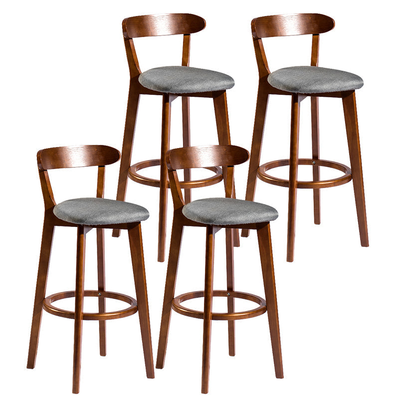 Modern Armless Backrest Counter Stool Wood Bar Stool with Cushion and Pedal Smoke Gray Brown 4 Piece Set Clearhalo 'Bar Furniture' 'Bar Stools' 'bar_stools' 'furn' 'furn_bar_stools' 'furniture_bar_stools' 'Kitchen & Dining Furniture' 'kitchen&dining_furn' 'kitchen' 'kitchen_furn' Furniture' 4639578