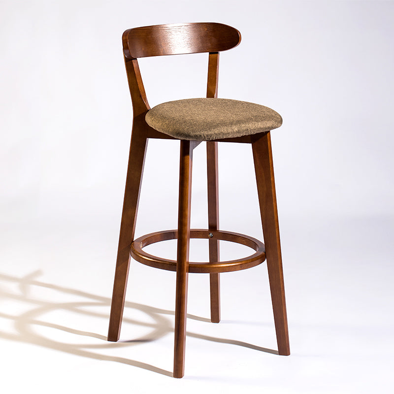 Modern Armless Backrest Counter Stool Wood Bar Stool with Cushion and Pedal Coffee Brown 1 Piece Clearhalo 'Bar Furniture' 'Bar Stools' 'bar_stools' 'furn' 'furn_bar_stools' 'furniture_bar_stools' 'Kitchen & Dining Furniture' 'kitchen&dining_furn' 'kitchen' 'kitchen_furn' Furniture' 4639579