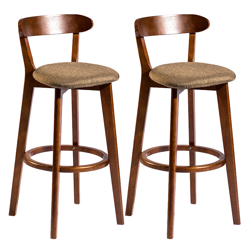 Modern Armless Backrest Counter Stool Wood Bar Stool with Cushion and Pedal Coffee Brown 2 Piece Set Clearhalo 'Bar Furniture' 'Bar Stools' 'bar_stools' 'furn' 'furn_bar_stools' 'furniture_bar_stools' 'Kitchen & Dining Furniture' 'kitchen&dining_furn' 'kitchen' 'kitchen_furn' Furniture' 4639580
