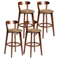 Modern Armless Backrest Counter Stool Wood Bar Stool with Cushion and Pedal Coffee Brown 4 Piece Set Clearhalo 'Bar Furniture' 'Bar Stools' 'bar_stools' 'furn' 'furn_bar_stools' 'furniture_bar_stools' 'Kitchen & Dining Furniture' 'kitchen&dining_furn' 'kitchen' 'kitchen_furn' Furniture' 4639581