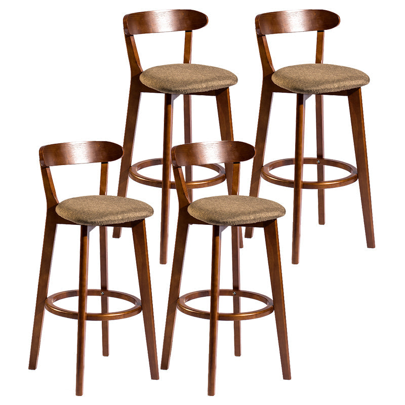 Modern Armless Backrest Counter Stool Wood Bar Stool with Cushion and Pedal Coffee Brown 4 Piece Set Clearhalo 'Bar Furniture' 'Bar Stools' 'bar_stools' 'furn' 'furn_bar_stools' 'furniture_bar_stools' 'Kitchen & Dining Furniture' 'kitchen&dining_furn' 'kitchen' 'kitchen_furn' Furniture' 4639581