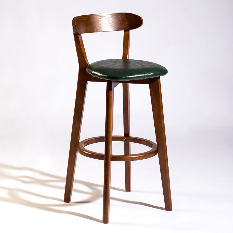 Modern Armless Backrest Counter Stool Wood Bar Stool with Cushion and Pedal Blackish Green Brown 1 Piece Clearhalo 'Bar Furniture' 'Bar Stools' 'bar_stools' 'furn' 'furn_bar_stools' 'furniture_bar_stools' 'Kitchen & Dining Furniture' 'kitchen&dining_furn' 'kitchen' 'kitchen_furn' Furniture' 4639582
