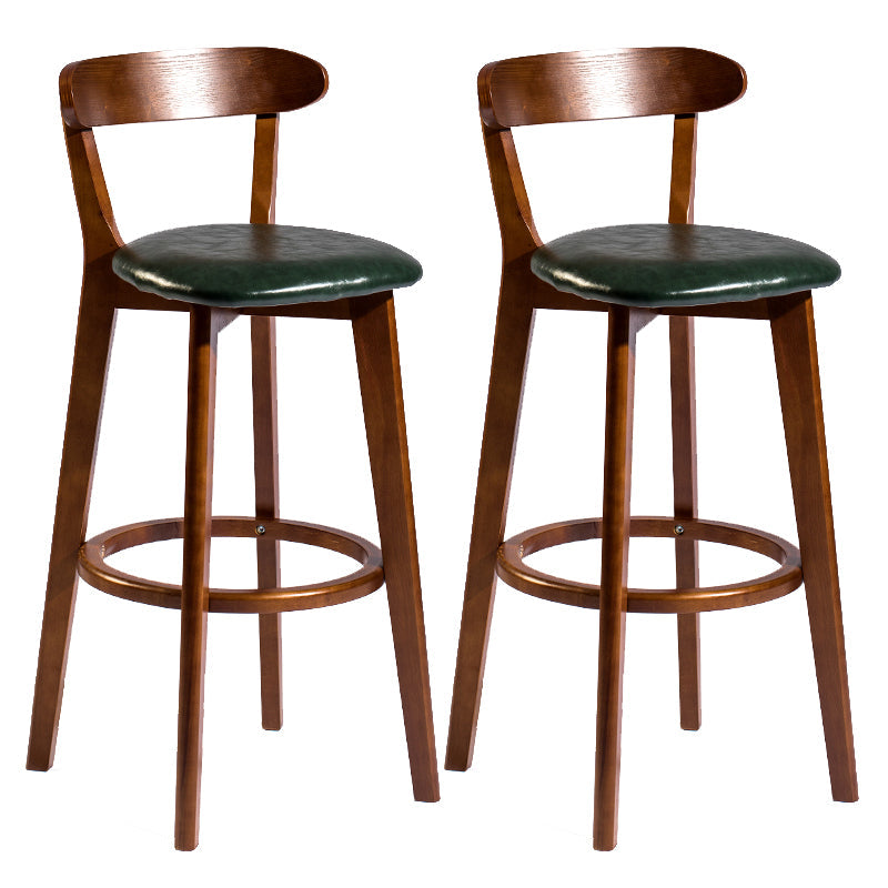 Modern Armless Backrest Counter Stool Wood Bar Stool with Cushion and Pedal Blackish Green Brown 2 Piece Set Clearhalo 'Bar Furniture' 'Bar Stools' 'bar_stools' 'furn' 'furn_bar_stools' 'furniture_bar_stools' 'Kitchen & Dining Furniture' 'kitchen&dining_furn' 'kitchen' 'kitchen_furn' Furniture' 4639583