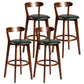 Modern Armless Backrest Counter Stool Wood Bar Stool with Cushion and Pedal Blackish Green Brown 4 Piece Set Clearhalo 'Bar Furniture' 'Bar Stools' 'bar_stools' 'furn' 'furn_bar_stools' 'furniture_bar_stools' 'Kitchen & Dining Furniture' 'kitchen&dining_furn' 'kitchen' 'kitchen_furn' Furniture' 4639584