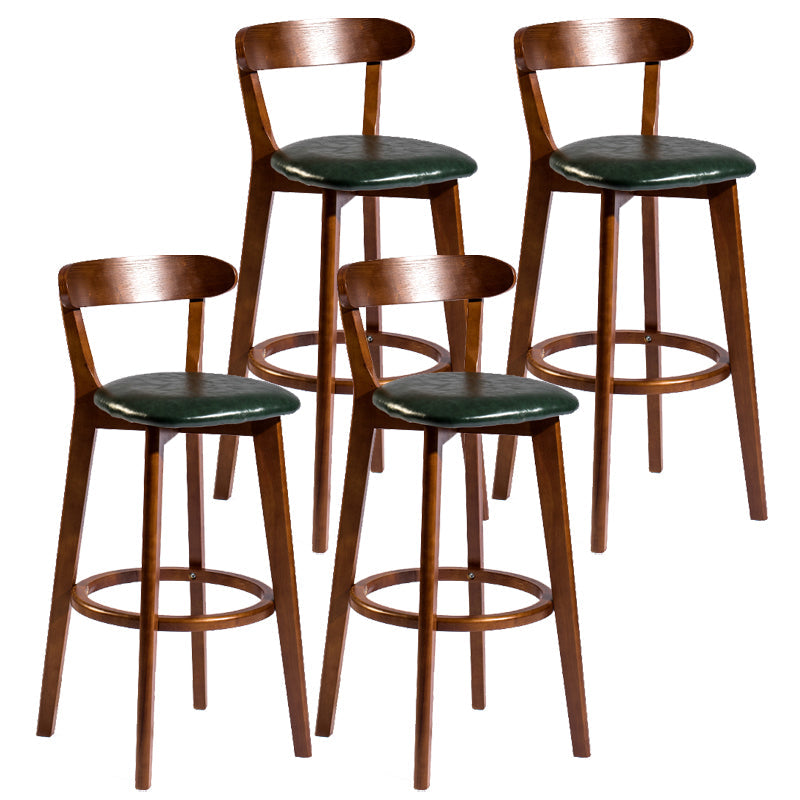 Modern Armless Backrest Counter Stool Wood Bar Stool with Cushion and Pedal Blackish Green Brown 4 Piece Set Clearhalo 'Bar Furniture' 'Bar Stools' 'bar_stools' 'furn' 'furn_bar_stools' 'furniture_bar_stools' 'Kitchen & Dining Furniture' 'kitchen&dining_furn' 'kitchen' 'kitchen_furn' Furniture' 4639584