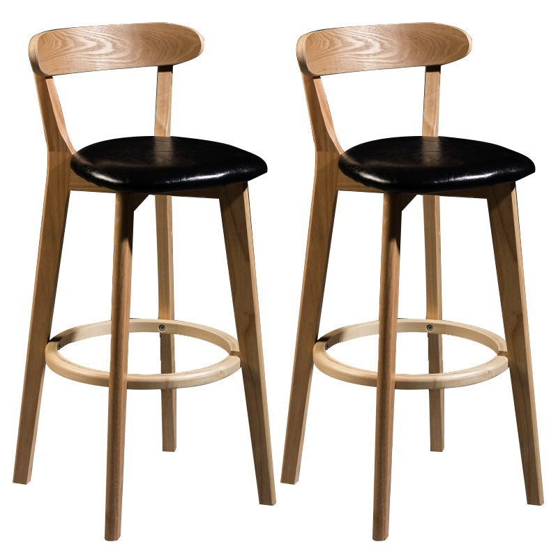 Modern Armless Backrest Counter Stool Wood Bar Stool with Cushion and Pedal Black Natural 2 Piece Set Clearhalo 'Bar Furniture' 'Bar Stools' 'bar_stools' 'furn' 'furn_bar_stools' 'furniture_bar_stools' 'Kitchen & Dining Furniture' 'kitchen&dining_furn' 'kitchen' 'kitchen_furn' Furniture' 4639586