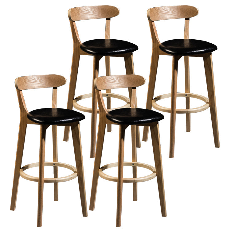 Modern Armless Backrest Counter Stool Wood Bar Stool with Cushion and Pedal Black Natural 4 Piece Set Clearhalo 'Bar Furniture' 'Bar Stools' 'bar_stools' 'furn' 'furn_bar_stools' 'furniture_bar_stools' 'Kitchen & Dining Furniture' 'kitchen&dining_furn' 'kitchen' 'kitchen_furn' Furniture' 4639587