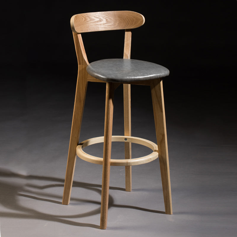 Modern Armless Backrest Counter Stool Wood Bar Stool with Cushion and Pedal Grey Natural 1 Piece Clearhalo 'Bar Furniture' 'Bar Stools' 'bar_stools' 'furn' 'furn_bar_stools' 'furniture_bar_stools' 'Kitchen & Dining Furniture' 'kitchen&dining_furn' 'kitchen' 'kitchen_furn' Furniture' 4639588