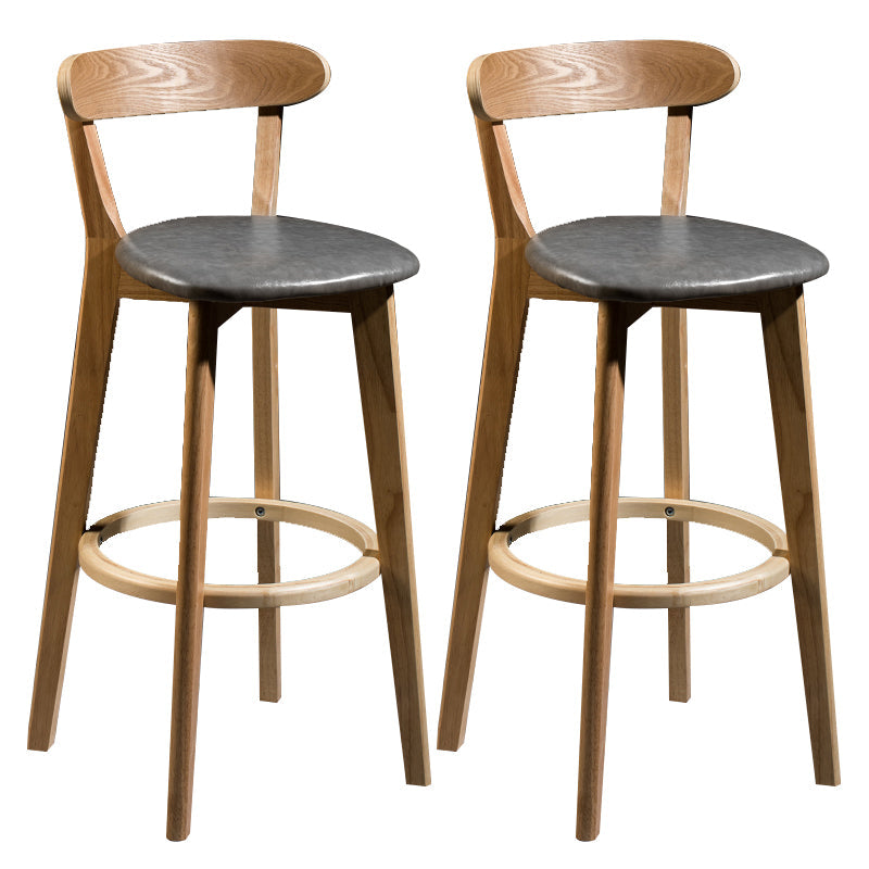 Modern Armless Backrest Counter Stool Wood Bar Stool with Cushion and Pedal Grey Natural 2 Piece Set Clearhalo 'Bar Furniture' 'Bar Stools' 'bar_stools' 'furn' 'furn_bar_stools' 'furniture_bar_stools' 'Kitchen & Dining Furniture' 'kitchen&dining_furn' 'kitchen' 'kitchen_furn' Furniture' 4639589