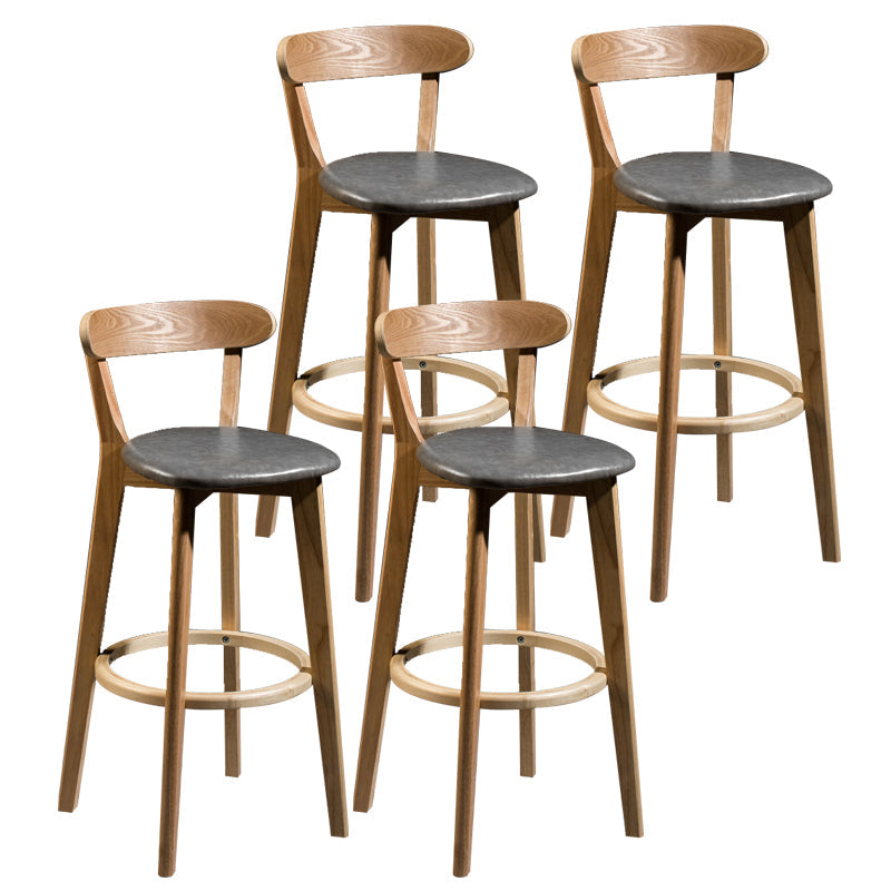Modern Armless Backrest Counter Stool Wood Bar Stool with Cushion and Pedal Grey Natural 4 Piece Set Clearhalo 'Bar Furniture' 'Bar Stools' 'bar_stools' 'furn' 'furn_bar_stools' 'furniture_bar_stools' 'Kitchen & Dining Furniture' 'kitchen&dining_furn' 'kitchen' 'kitchen_furn' Furniture' 4639590