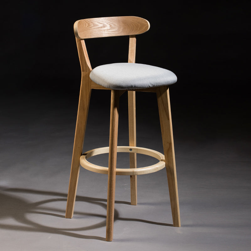 Modern Armless Backrest Counter Stool Wood Bar Stool with Cushion and Pedal Light Gray Natural 1 Piece Clearhalo 'Bar Furniture' 'Bar Stools' 'bar_stools' 'furn' 'furn_bar_stools' 'furniture_bar_stools' 'Kitchen & Dining Furniture' 'kitchen&dining_furn' 'kitchen' 'kitchen_furn' Furniture' 4639591