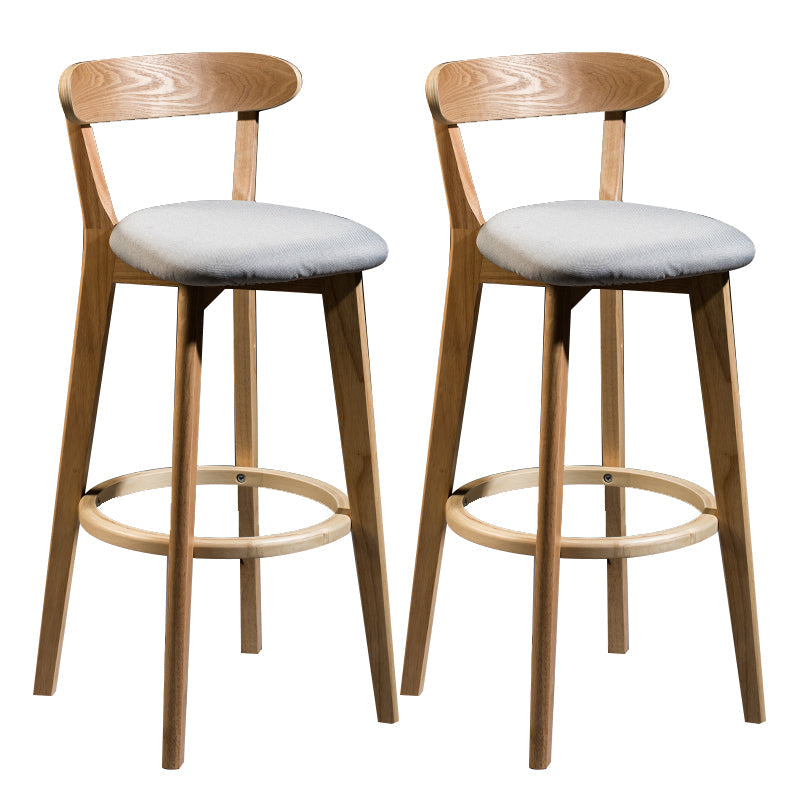 Modern Armless Backrest Counter Stool Wood Bar Stool with Cushion and Pedal Light Gray Natural 2 Piece Set Clearhalo 'Bar Furniture' 'Bar Stools' 'bar_stools' 'furn' 'furn_bar_stools' 'furniture_bar_stools' 'Kitchen & Dining Furniture' 'kitchen&dining_furn' 'kitchen' 'kitchen_furn' Furniture' 4639592