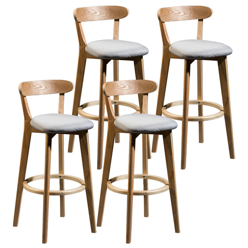 Modern Armless Backrest Counter Stool Wood Bar Stool with Cushion and Pedal Light Gray Natural 4 Piece Set Clearhalo 'Bar Furniture' 'Bar Stools' 'bar_stools' 'furn' 'furn_bar_stools' 'furniture_bar_stools' 'Kitchen & Dining Furniture' 'kitchen&dining_furn' 'kitchen' 'kitchen_furn' Furniture' 4639593