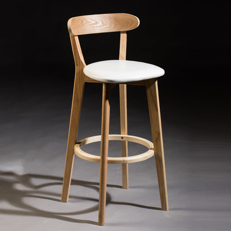 Modern Armless Backrest Counter Stool Wood Bar Stool with Cushion and Pedal White Natural 1 Piece Clearhalo 'Bar Furniture' 'Bar Stools' 'bar_stools' 'furn' 'furn_bar_stools' 'furniture_bar_stools' 'Kitchen & Dining Furniture' 'kitchen&dining_furn' 'kitchen' 'kitchen_furn' Furniture' 4639594