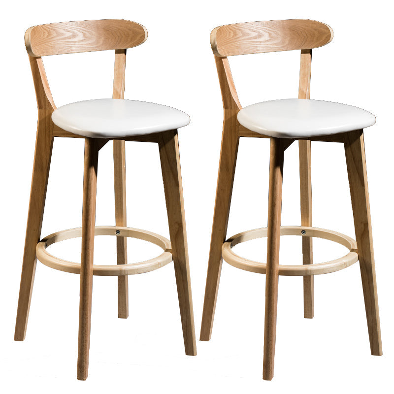 Modern Armless Backrest Counter Stool Wood Bar Stool with Cushion and Pedal White Natural 2 Piece Set Clearhalo 'Bar Furniture' 'Bar Stools' 'bar_stools' 'furn' 'furn_bar_stools' 'furniture_bar_stools' 'Kitchen & Dining Furniture' 'kitchen&dining_furn' 'kitchen' 'kitchen_furn' Furniture' 4639595