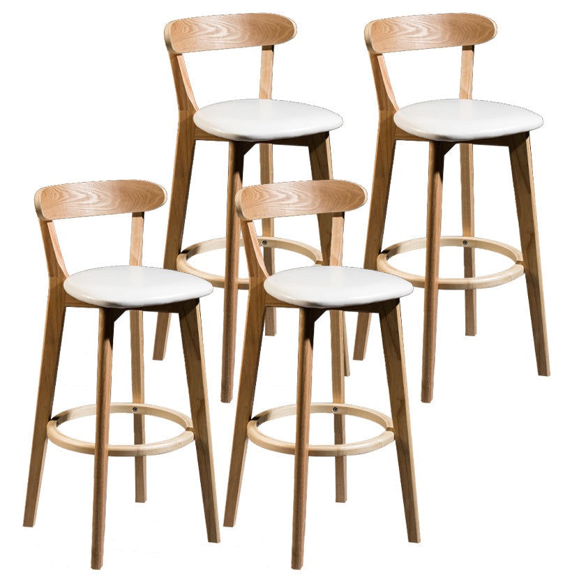Modern Armless Backrest Counter Stool Wood Bar Stool with Cushion and Pedal White Natural 4 Piece Set Clearhalo 'Bar Furniture' 'Bar Stools' 'bar_stools' 'furn' 'furn_bar_stools' 'furniture_bar_stools' 'Kitchen & Dining Furniture' 'kitchen&dining_furn' 'kitchen' 'kitchen_furn' Furniture' 4639596