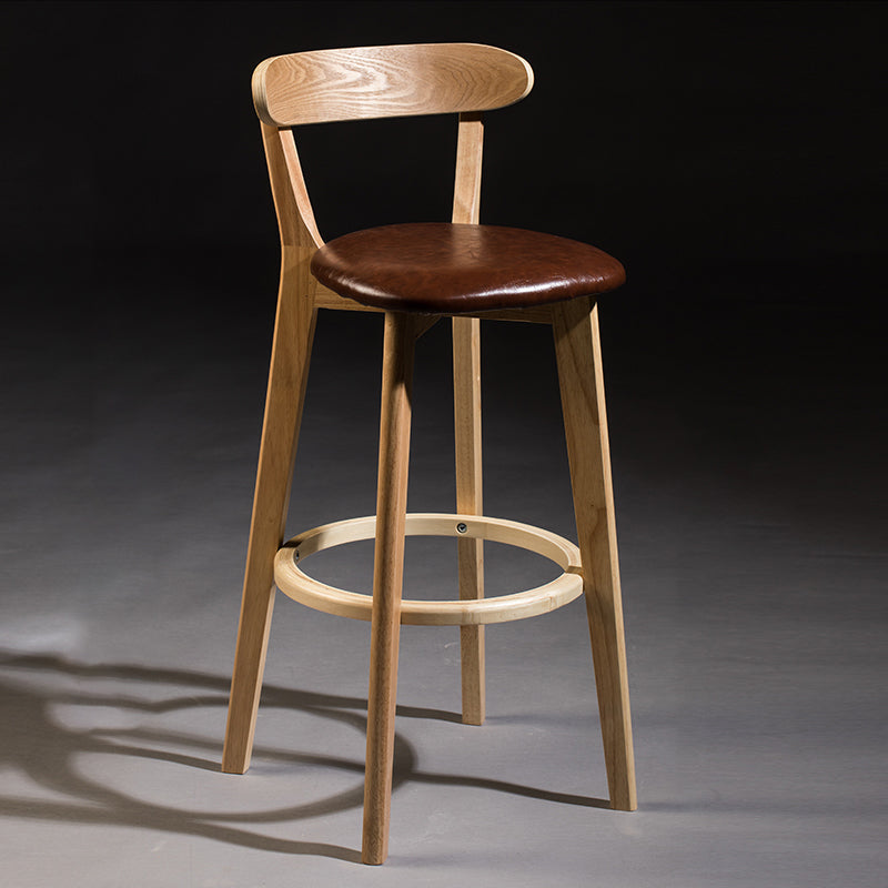 Modern Armless Backrest Counter Stool Wood Bar Stool with Cushion and Pedal Brown Natural 1 Piece Clearhalo 'Bar Furniture' 'Bar Stools' 'bar_stools' 'furn' 'furn_bar_stools' 'furniture_bar_stools' 'Kitchen & Dining Furniture' 'kitchen&dining_furn' 'kitchen' 'kitchen_furn' Furniture' 4639597