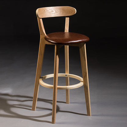 Modern Armless Backrest Counter Stool Wood Bar Stool with Cushion and Pedal Brown Natural 1 Piece Clearhalo 'Bar Furniture' 'Bar Stools' 'bar_stools' 'furn' 'furn_bar_stools' 'furniture_bar_stools' 'Kitchen & Dining Furniture' 'kitchen&dining_furn' 'kitchen' 'kitchen_furn' Furniture' 4639597