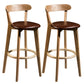 Modern Armless Backrest Counter Stool Wood Bar Stool with Cushion and Pedal Brown Natural 2 Piece Set Clearhalo 'Bar Furniture' 'Bar Stools' 'bar_stools' 'furn' 'furn_bar_stools' 'furniture_bar_stools' 'Kitchen & Dining Furniture' 'kitchen&dining_furn' 'kitchen' 'kitchen_furn' Furniture' 4639598