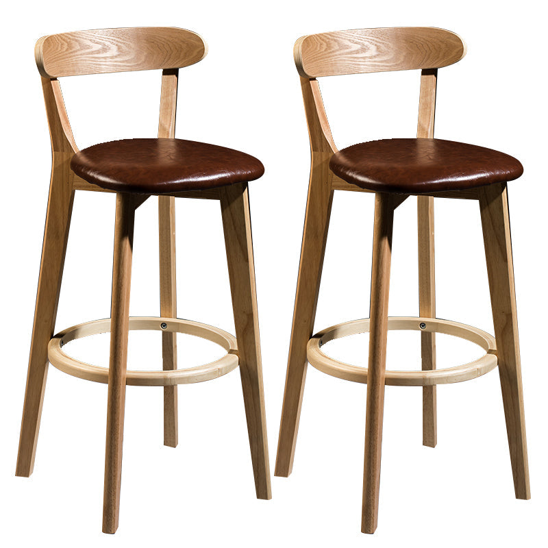 Modern Armless Backrest Counter Stool Wood Bar Stool with Cushion and Pedal Brown Natural 2 Piece Set Clearhalo 'Bar Furniture' 'Bar Stools' 'bar_stools' 'furn' 'furn_bar_stools' 'furniture_bar_stools' 'Kitchen & Dining Furniture' 'kitchen&dining_furn' 'kitchen' 'kitchen_furn' Furniture' 4639598