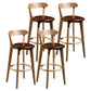 Modern Armless Backrest Counter Stool Wood Bar Stool with Cushion and Pedal Brown Natural 4 Piece Set Clearhalo 'Bar Furniture' 'Bar Stools' 'bar_stools' 'furn' 'furn_bar_stools' 'furniture_bar_stools' 'Kitchen & Dining Furniture' 'kitchen&dining_furn' 'kitchen' 'kitchen_furn' Furniture' 4639599