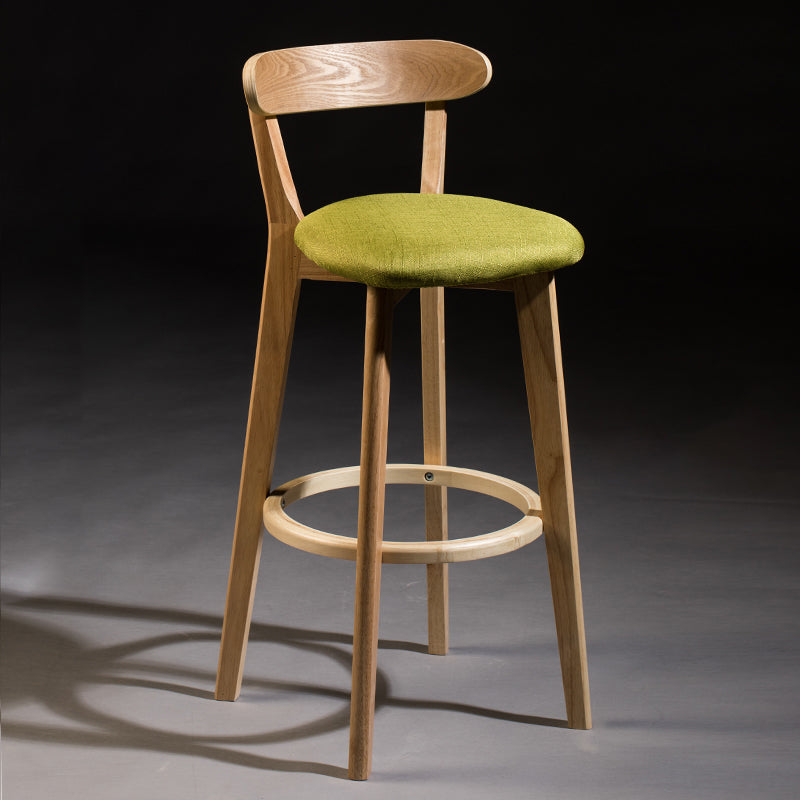 Modern Armless Backrest Counter Stool Wood Bar Stool with Cushion and Pedal Green Natural 1 Piece Clearhalo 'Bar Furniture' 'Bar Stools' 'bar_stools' 'furn' 'furn_bar_stools' 'furniture_bar_stools' 'Kitchen & Dining Furniture' 'kitchen&dining_furn' 'kitchen' 'kitchen_furn' Furniture' 4639600