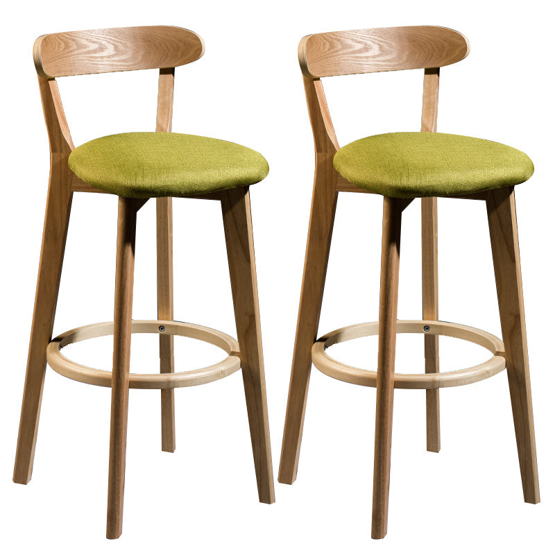 Modern Armless Backrest Counter Stool Wood Bar Stool with Cushion and Pedal Green Natural 2 Piece Set Clearhalo 'Bar Furniture' 'Bar Stools' 'bar_stools' 'furn' 'furn_bar_stools' 'furniture_bar_stools' 'Kitchen & Dining Furniture' 'kitchen&dining_furn' 'kitchen' 'kitchen_furn' Furniture' 4639601