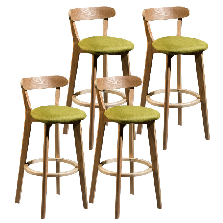 Modern Armless Backrest Counter Stool Wood Bar Stool with Cushion and Pedal Green Natural 4 Piece Set Clearhalo 'Bar Furniture' 'Bar Stools' 'bar_stools' 'furn' 'furn_bar_stools' 'furniture_bar_stools' 'Kitchen & Dining Furniture' 'kitchen&dining_furn' 'kitchen' 'kitchen_furn' Furniture' 4639602